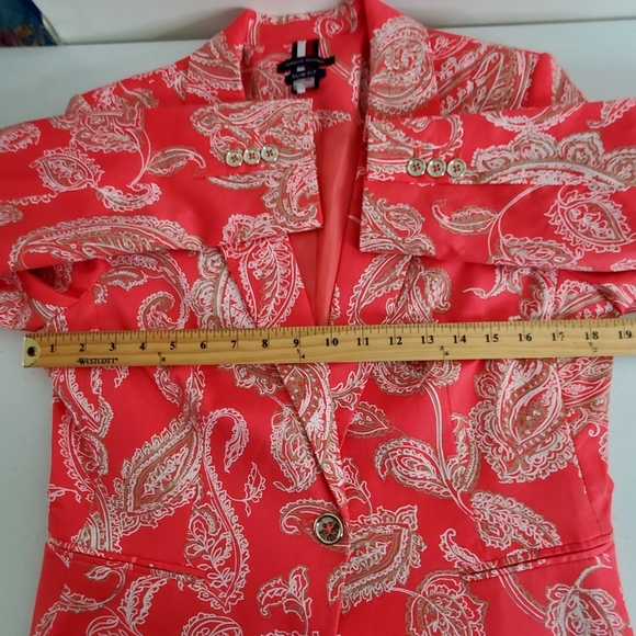 Tommy Hilfiger Paisley Print Blazer Size 12 Lined Slim Fit Floral Structured - Picture 8 of 15
